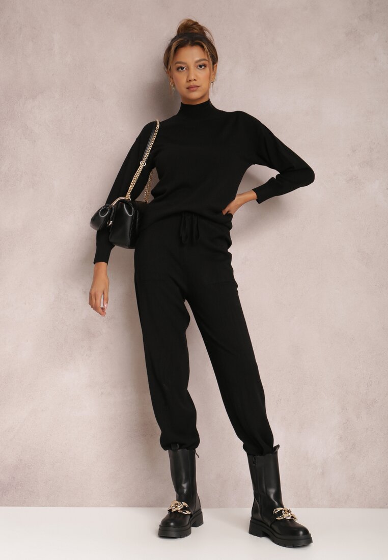 Чорний Повсякденний Комплект із двох частин 
Чорний Повсякденний Комплект із двох частин