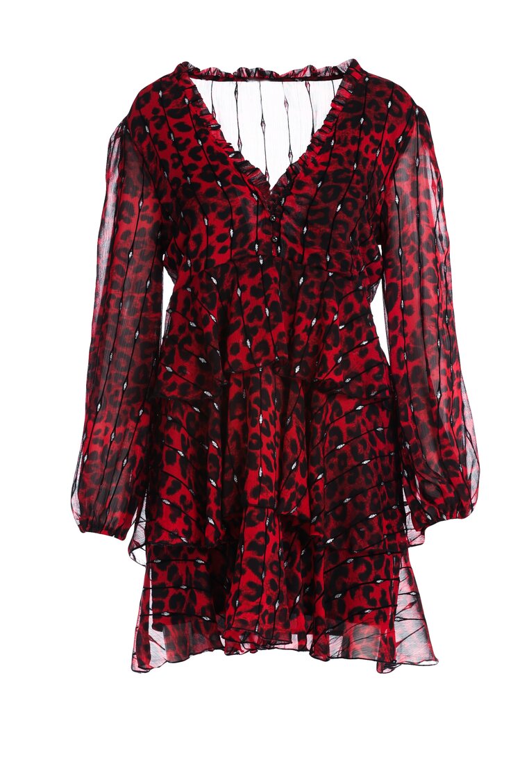 Червона Сукня з Леопардовим Принтом